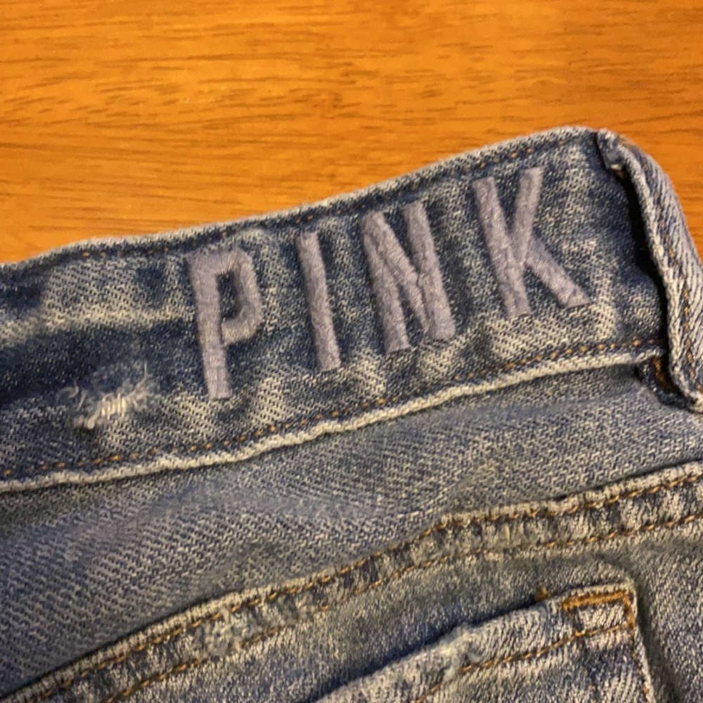 PINK Victoria’s Secret | Raw Hem Rhinestone Shorts 4 EUC Jean - Picture 9 of 12